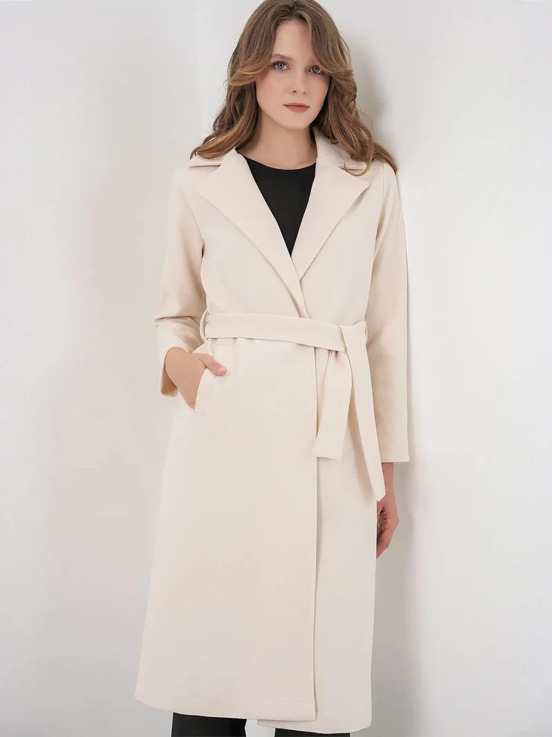BIG DART BDART Double Breasted Tie Closure Textured Coat