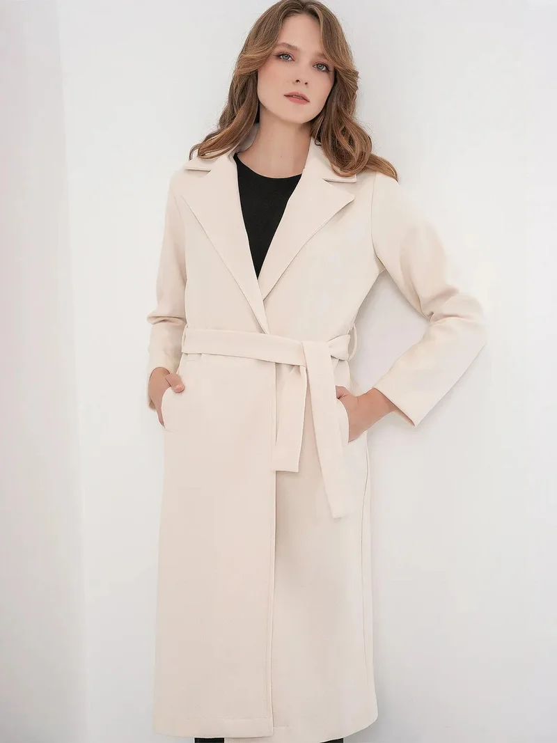 BIG DART BDART Double Breasted Tie Closure Textured Coat