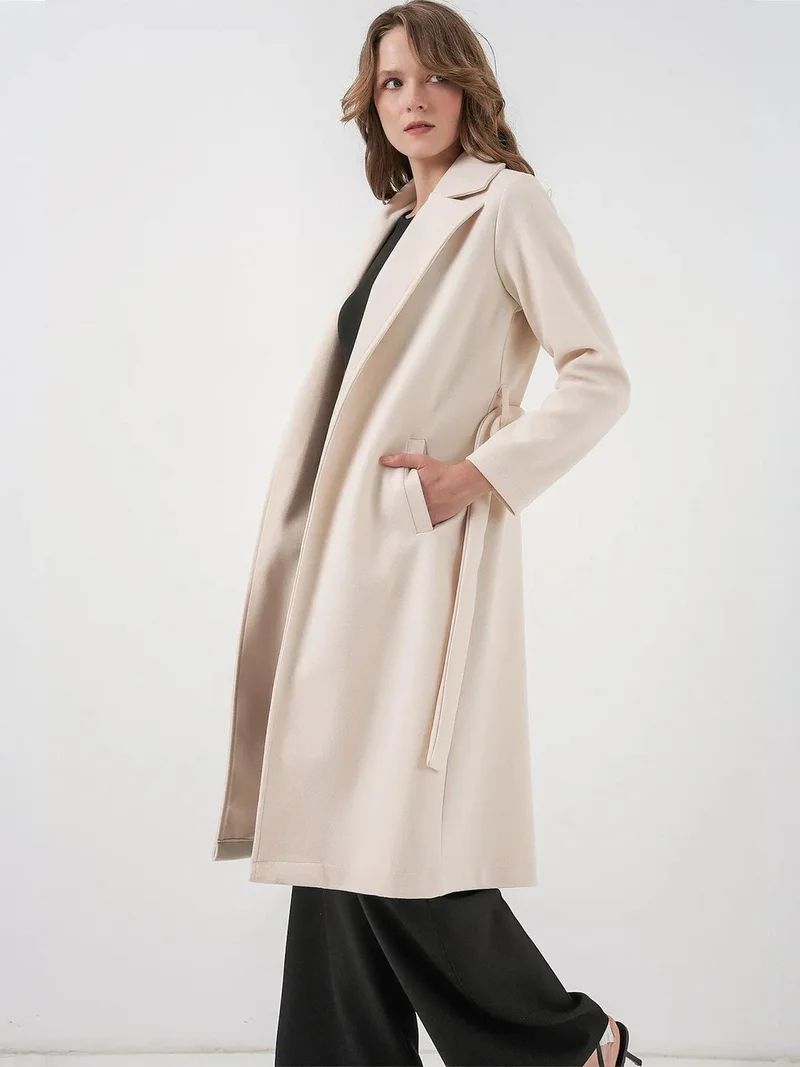 BIG DART BDART Double Breasted Tie Closure Textured Coat