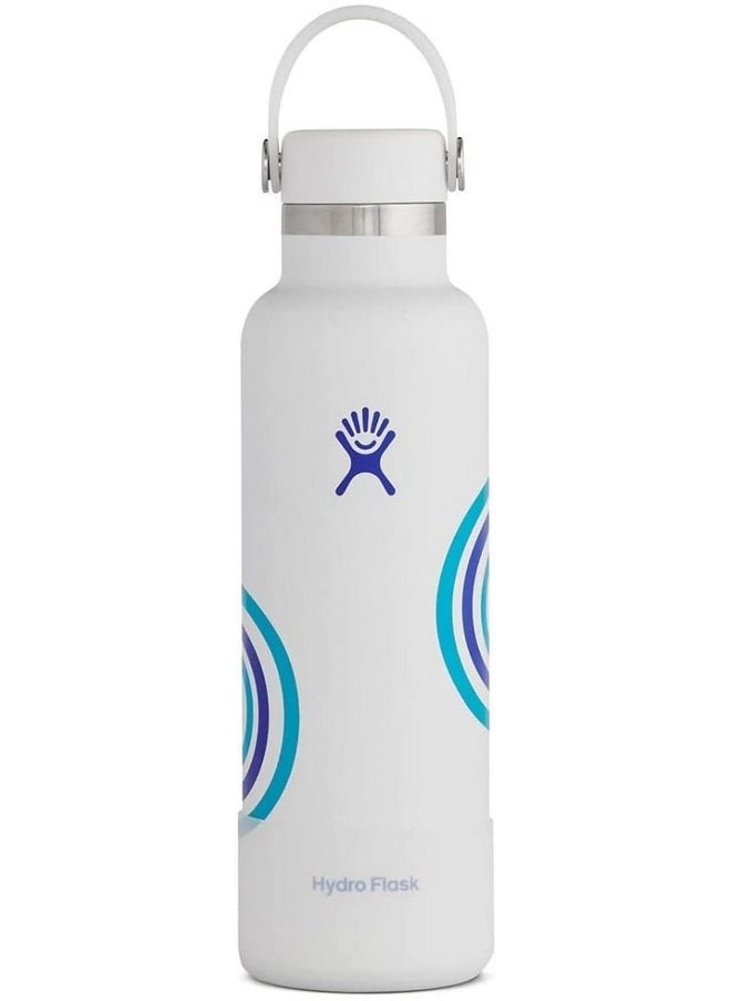Hydro Flask Water Bottle 621 Ml (21 Oz) Refill For Good Edition Stainless Steel & Vacuum Insulated Standard Mouth With Leak Proof Flex Cap Whitecap  - Image 1
