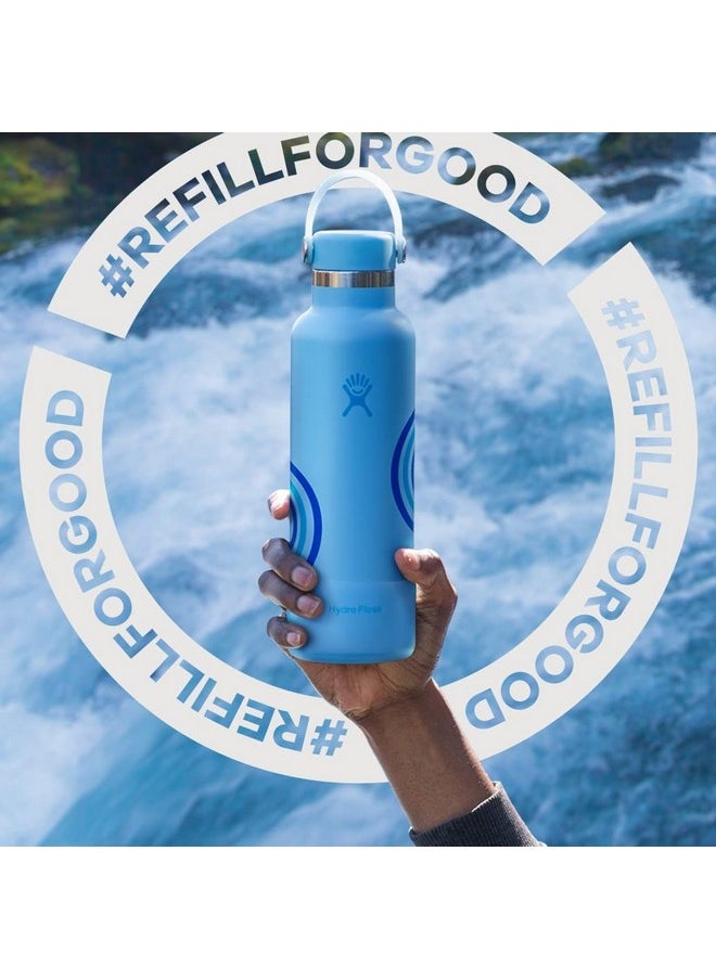 Hydro Flask Water Bottle 621 Ml (21 Oz) Refill For Good Edition Stainless Steel & Vacuum Insulated Standard Mouth With Leak Proof Flex Cap Whitecap  - Image 5