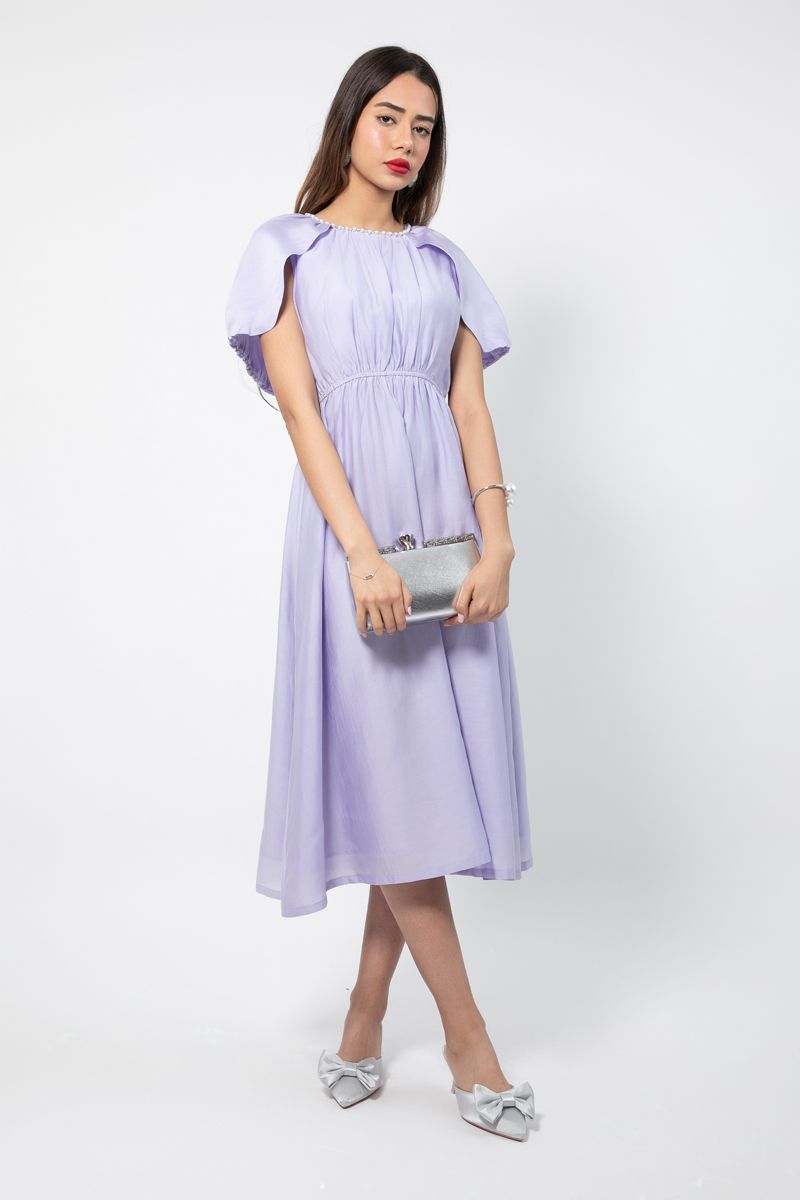 RINA longline women dress with back cape - Image 1