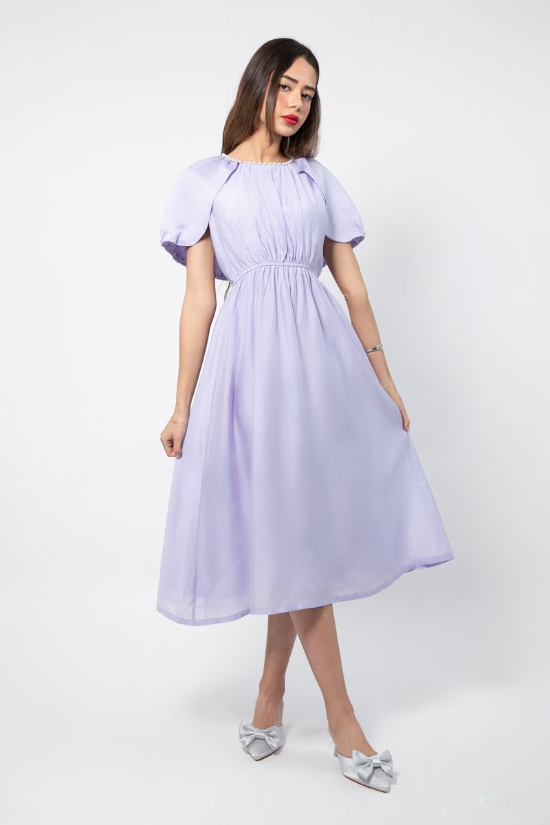 RINA longline women dress with back cape - Image 2