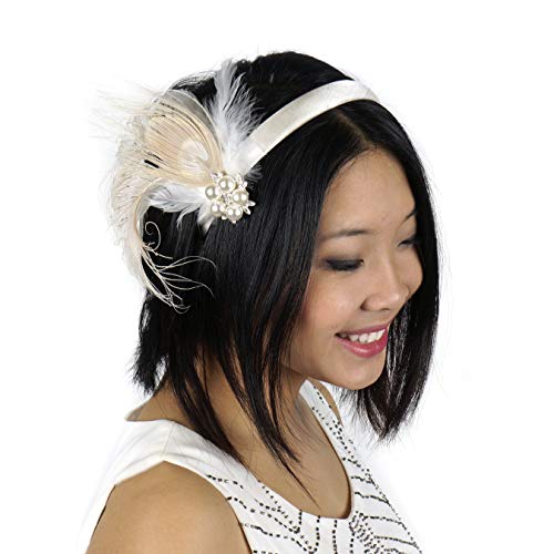 Zucker Feather Products Feather Headband Embellishment with Peacock/Schlappen Feathers - Image 1