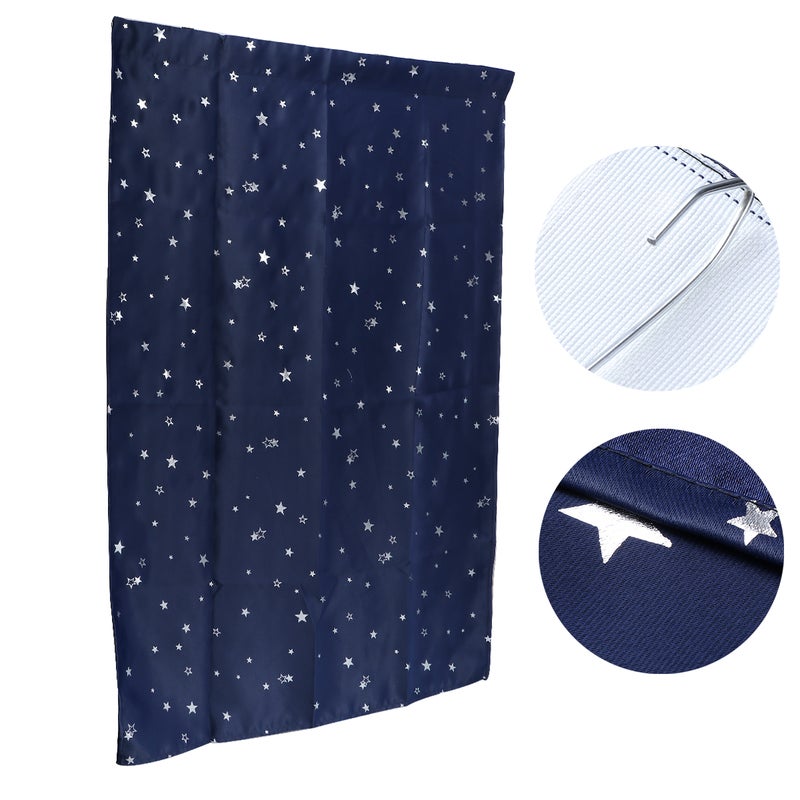 2pcs Star Printed Window Curtain Decorative Room Darkening Drape for Bedroom Living Room Grommets 100x130cm(Navy ) - Image 5
