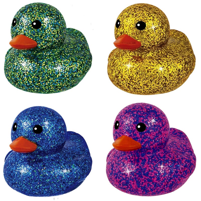 Ja-Ru JA-RU Giant Glitter Rubber Ducks (4 Rubber Duckies Assorted) Baby Bath Toys & Pool Beach Essentials. Stress Relief Sensory Play Fidget Toy. Bulk Pinata Filler Stocking Stuffer. 4343-4s - Image 3