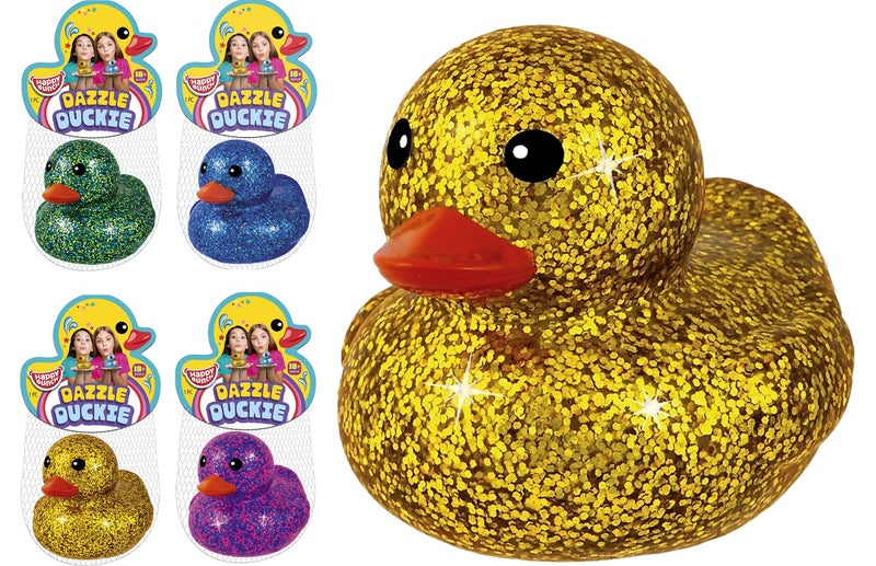 Ja-Ru JA-RU Giant Glitter Rubber Ducks (4 Rubber Duckies Assorted) Baby Bath Toys & Pool Beach Essentials. Stress Relief Sensory Play Fidget Toy. Bulk Pinata Filler Stocking Stuffer. 4343-4s - Image 1