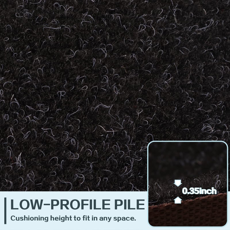 Heyroll Custom Size Hallway Runner Rug, Backed Non-Slip Waterproof, Washable Outdoor Indoor Carpet for Floor, Entryway, Kitchen, Laundry, Balcony, Garage 2' x 6', Black - Image 2