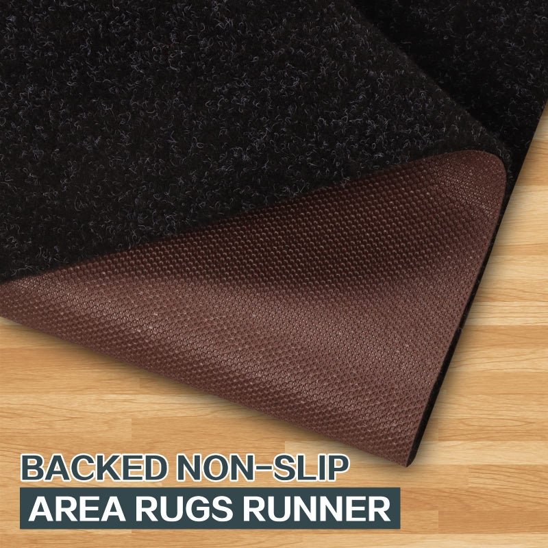 Heyroll Custom Size Hallway Runner Rug, Backed Non-Slip Waterproof, Washable Outdoor Indoor Carpet for Floor, Entryway, Kitchen, Laundry, Balcony, Garage 2' x 6', Black - Image 3