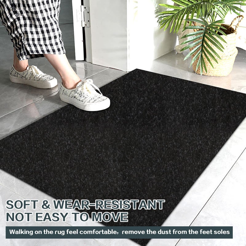 Heyroll Custom Size Hallway Runner Rug, Backed Non-Slip Waterproof, Washable Outdoor Indoor Carpet for Floor, Entryway, Kitchen, Laundry, Balcony, Garage 2' x 6', Black - Image 4