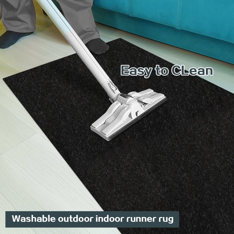 Heyroll Custom Size Hallway Runner Rug, Backed Non-Slip Waterproof, Washable Outdoor Indoor Carpet for Floor, Entryway, Kitchen, Laundry, Balcony, Garage 2' x 6', Black - Image 5