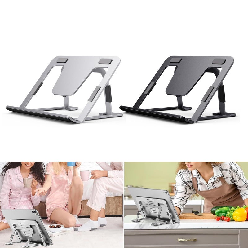 Gray Adjustable Aluminum Tablet Stand For 7-13 Inch Notebook And Tablet Holder Lightweight And Foldable - Image 3