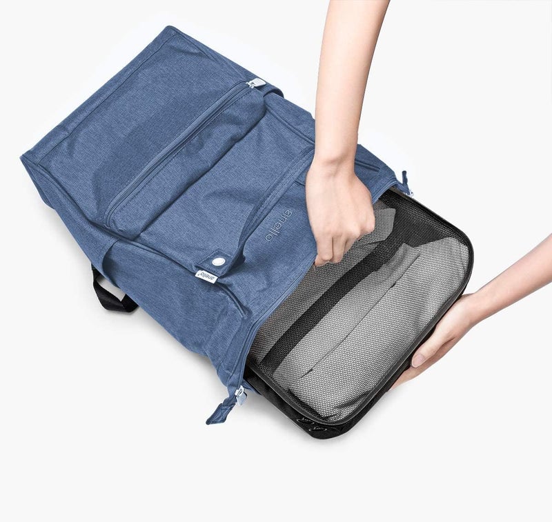 TS WITH TECHSUN 7 Pcs Travel Organizer Pouch Packing Cubes for Clothes Space Savers Bags Cosmetics/Underwear/Socks/Shoes Toiletry Bag Laundry Organiser (Nylon) (Black) - Image 3