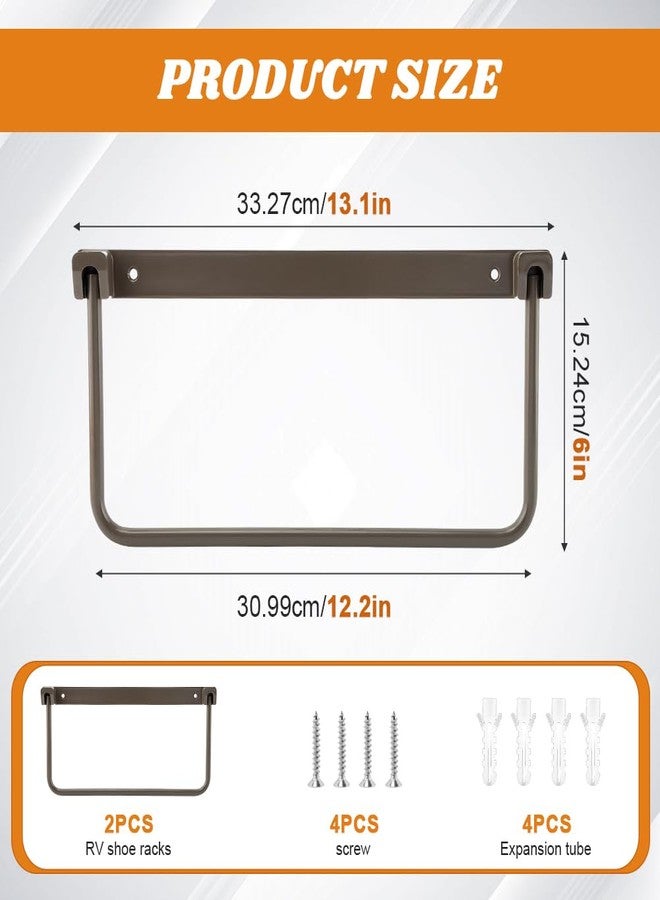 Ranjaner 2 Pack Foldable RV Shoe Rack, Wall Mounted RV Shoe Storage Racks Shoe Wall Shelf with Screws, Aluminum Camper Shoe Organizer Shoes Holder RV Travel Trailer Accessories - Image 2