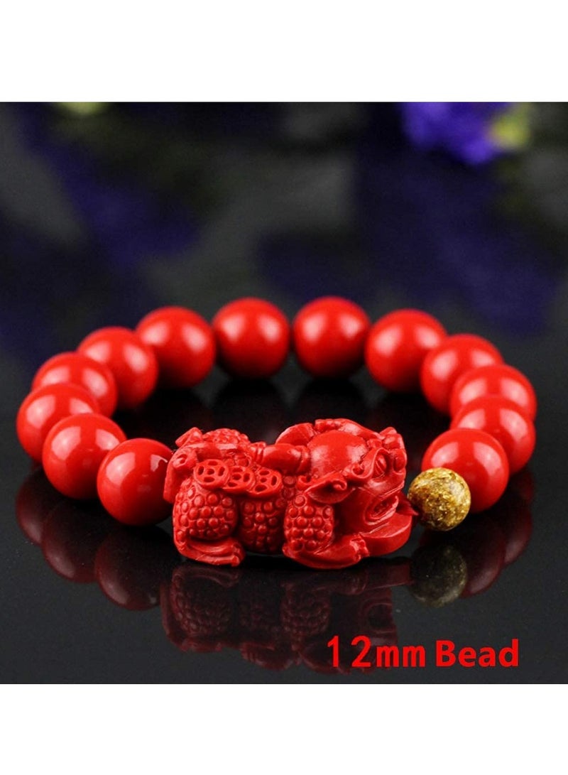 SOLARAE Feng Shui Amulet Bracelet Prosperity Red Bead Bracelet with Charm Red Pi Xiu Pi Yao Attract Lucky Wealthy Bangle for Women Men - Image 2
