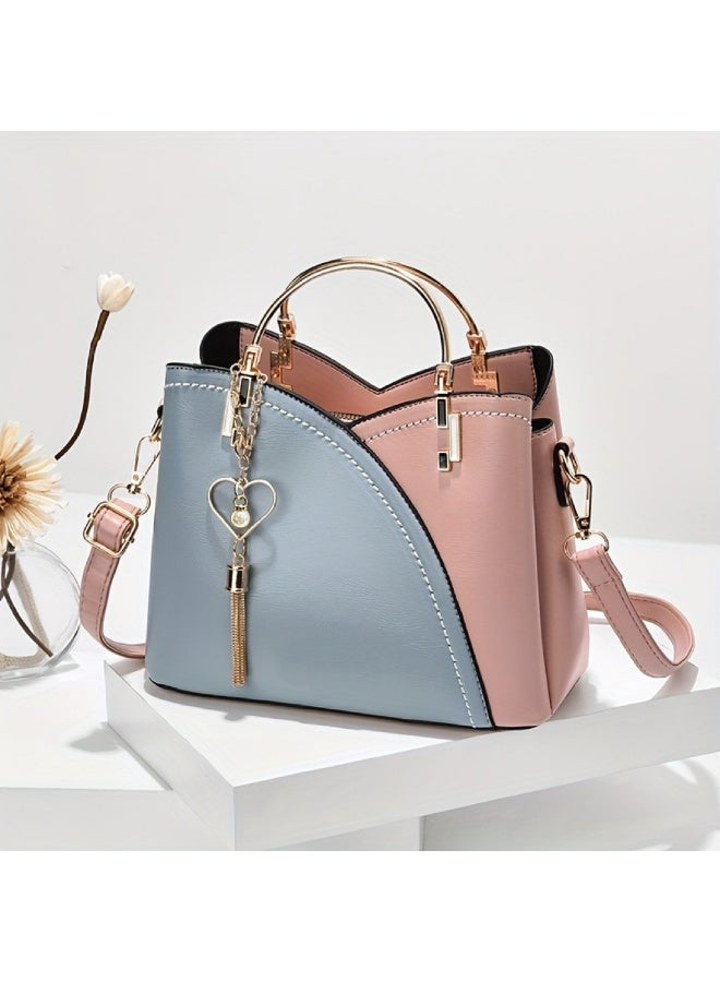 النساء متعددة الاستخدامات التباين اللون crossbody حقيبة، السيدات كبيرة القدرة كيس الكتف حقيبة اليد، حقائب Tote الرائعة، قابل للتعديل والقابلة للفصل حقيبة المقابط، الموضة يوميا التنقل حقيبة سلينغ لطلاب الكلية الفتيات - Image 1