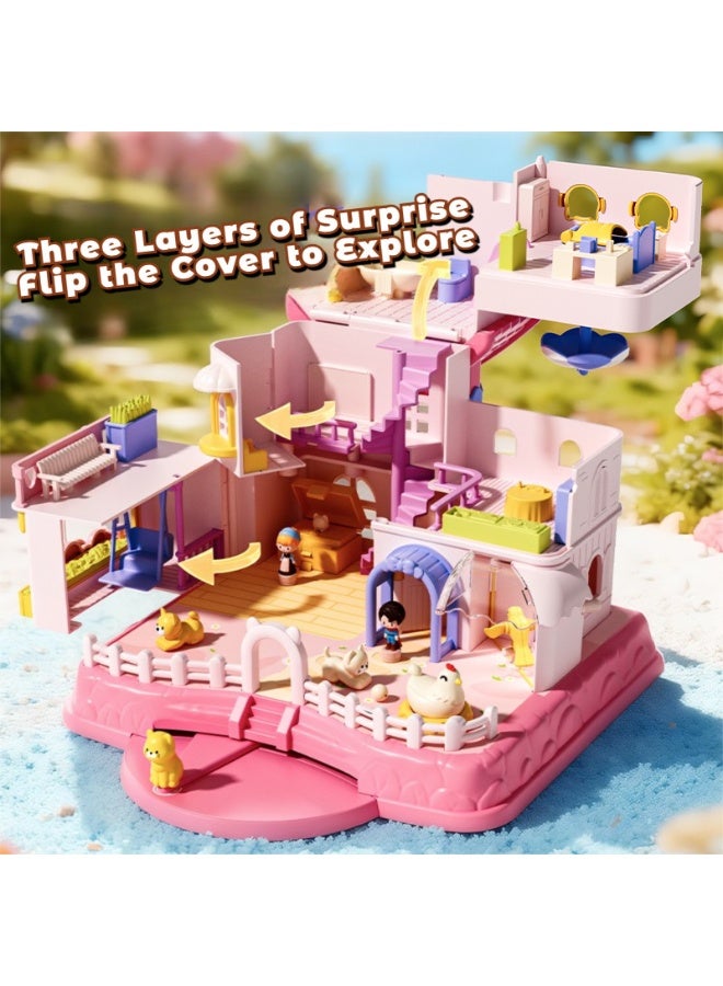 Magnetic Cat Cafe Villa Dollhouse Playset for Girls 3+ - DIY Assembly Interactive Surprise House Birthday Gift Eid Toy for Toddlers Kids - Image 3
