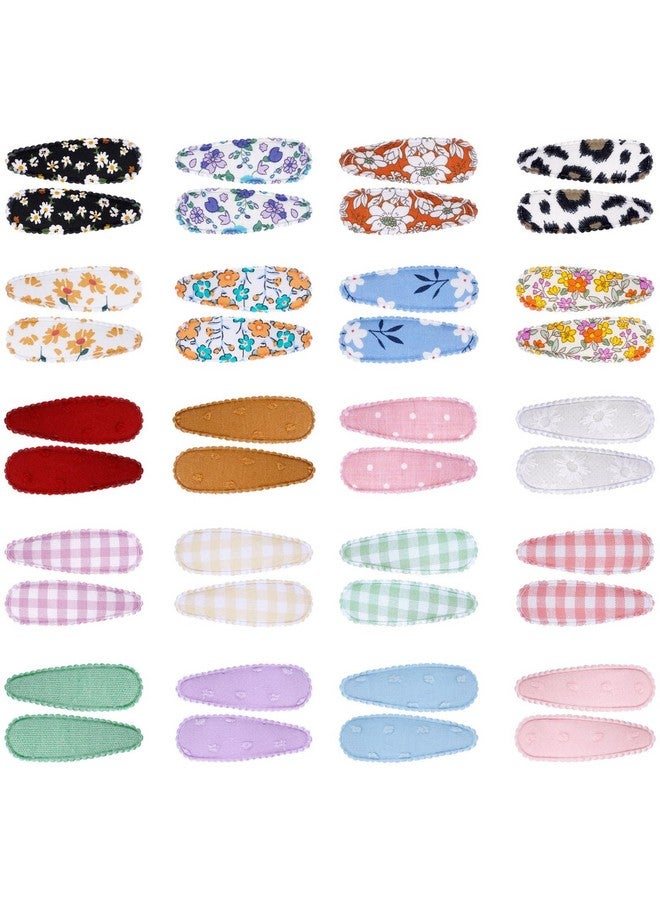 Nydotd Nydotd 40pcs Girls Hair Clips Floral Print 2.2 inch Baby Toddler Snap Hair Clips Flower Patterns Wrapped by Cloth Hair Barrettes Non Slip Hairpins Hair Accessories for Baby Girls Infants Kids - Image 1