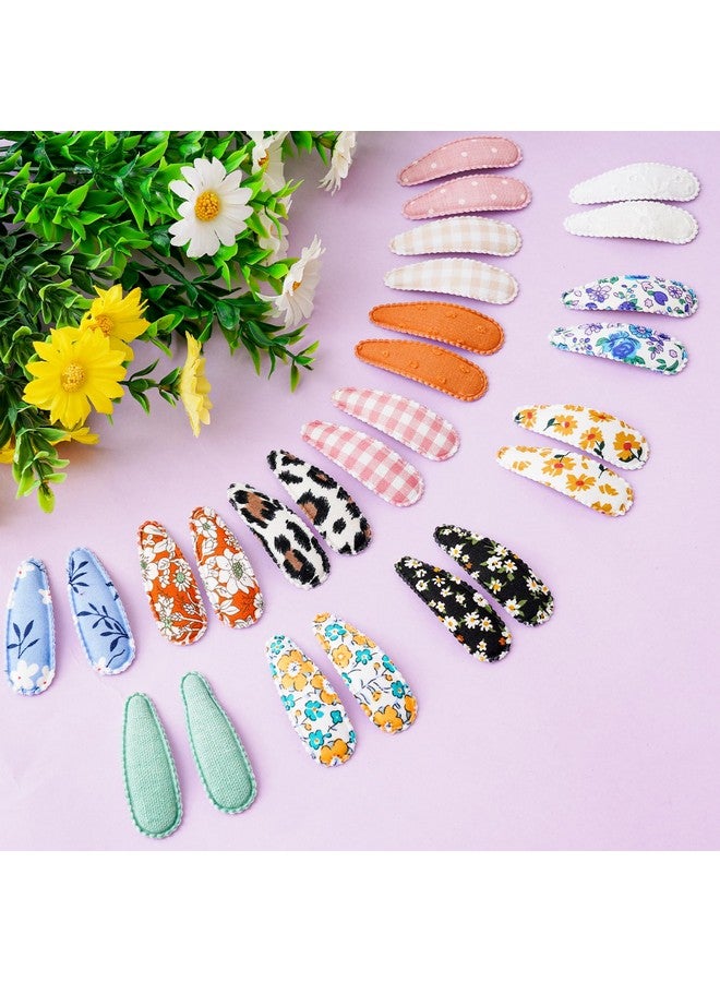 Nydotd Nydotd 40pcs Girls Hair Clips Floral Print 2.2 inch Baby Toddler Snap Hair Clips Flower Patterns Wrapped by Cloth Hair Barrettes Non Slip Hairpins Hair Accessories for Baby Girls Infants Kids - Image 4