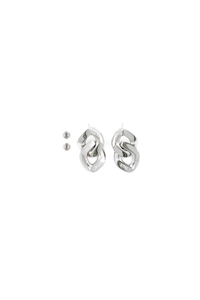 BOSS Women 1 Pair Stainless Steel Angled Earrings, Silver  - Image 3