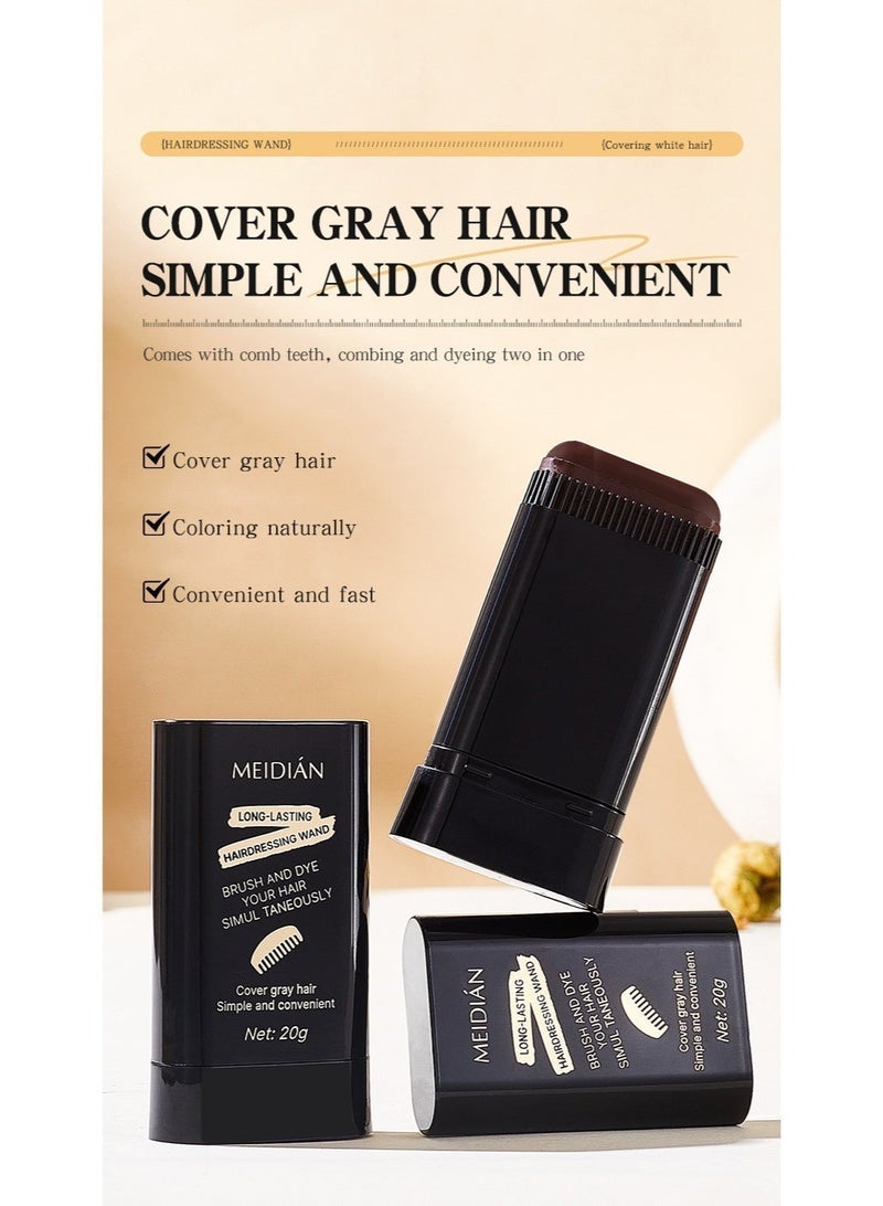 Meidián Instant Root Touch Up Stick for Gray Hair - Temporary Concealer Pen for Men & Women, Easy Washable Hair Color for White Hair Coverage, Travel-Size (01# Black) - Image 2