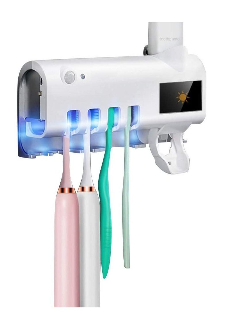 ELTRAZONE UV Toothbrush Sanitizer, Bathroom Toothbrush Holder Wall Mounted Ultraviolet Light Sterilizer,Toothbrush Organizer for Home, Bathroom, Shower (White)  - Image 1