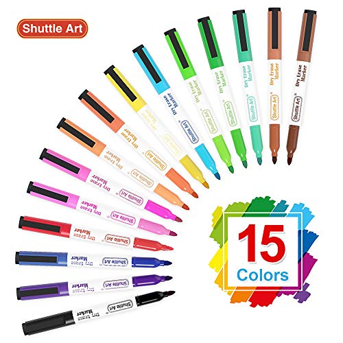 Shuttle Art Dry Erase Markers 15 Colors Magnetic Whiteboard Markers with EraseFine Point Perfect For Writing on Whiteboards DryErase BoardsMirrors for School Office Home - Image 3