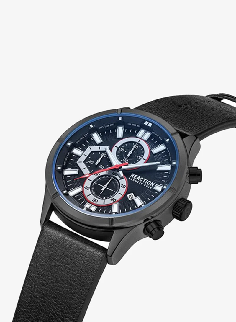 Kenneth Cole Reaction  Kenneth Cole Reaction Chronograph Gents Watch With Black Synthetic Leather Strap 47mm - KRWGC9006804 for Men | Best Price UAE