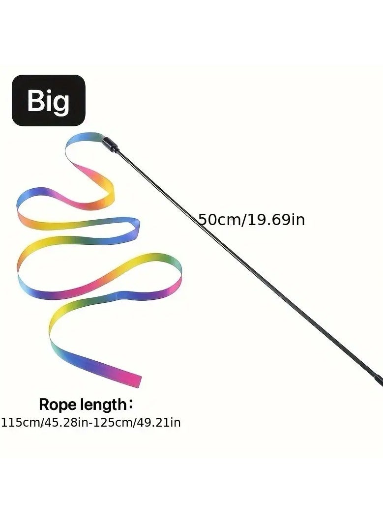 Goolsky 1pc Whimsical Interactive Cat Toy - Ribbon Teaser Stick for Endless Entertainment, Stimulation, and Exercise - Perfect for Feline Friends' Playtime and Bonding - Image 1