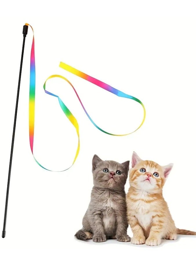 Goolsky 1pc Whimsical Interactive Cat Toy - Ribbon Teaser Stick for Endless Entertainment, Stimulation, and Exercise - Perfect for Feline Friends' Playtime and Bonding - Image 3