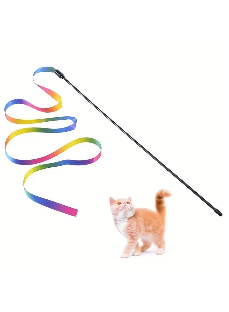 Goolsky 1pc Whimsical Interactive Cat Toy - Ribbon Teaser Stick for Endless Entertainment, Stimulation, and Exercise - Perfect for Feline Friends' Playtime and Bonding - Image 4