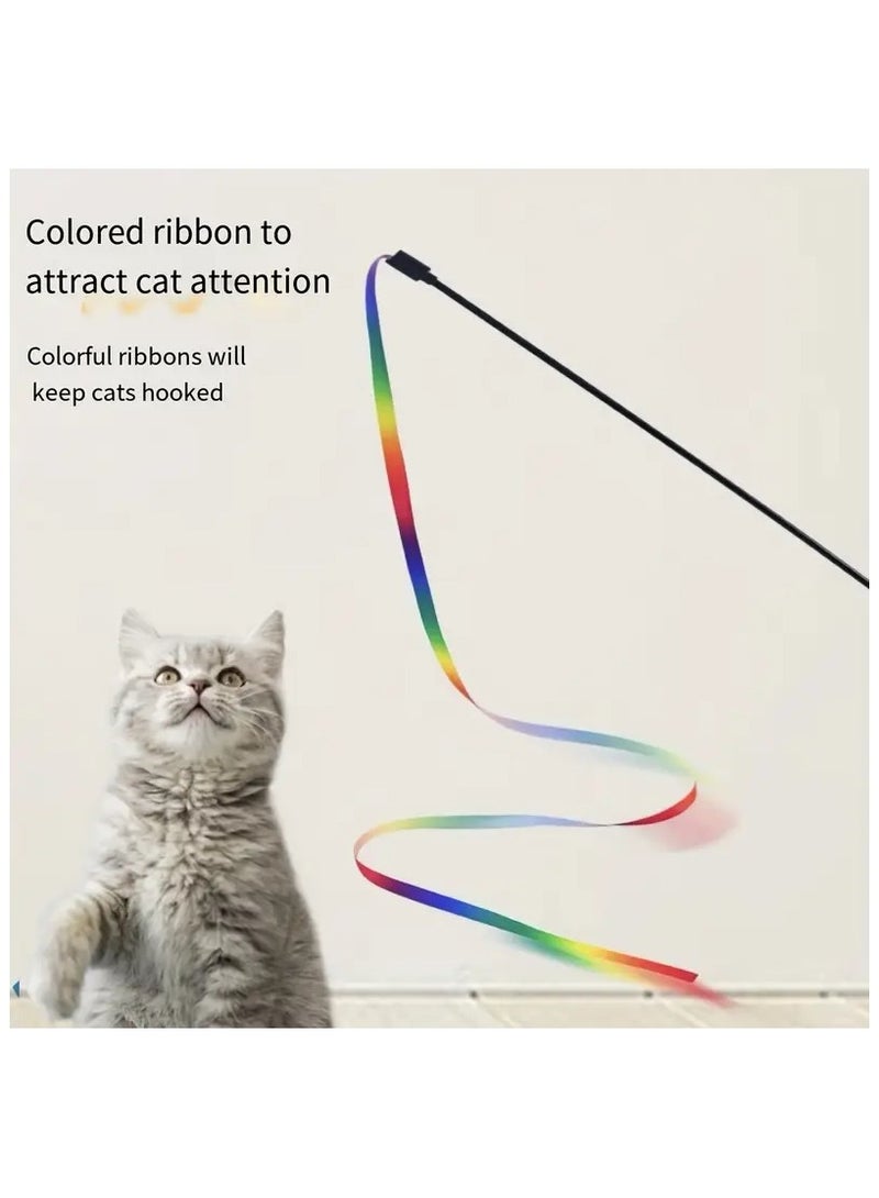 Goolsky 1pc Whimsical Interactive Cat Toy - Ribbon Teaser Stick for Endless Entertainment, Stimulation, and Exercise - Perfect for Feline Friends' Playtime and Bonding - Image 5