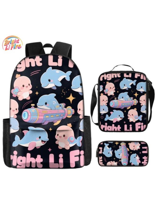 واضح من النار مجموعة من ثلاث قطع من حقائب الرسوم المتحركة، تتعامل بسهولة مع المناسبات المختلفة (الطلاب والأطفال ونزهات الأصدقاء وتسلق الجبال والدراسة وما إلى ذلك) | حقيبة ظهر + حقيبة محمولة باليد + حقيبة قرطاسية | هدايا الموسم المدرسي / العطلات - 47 - Image 1