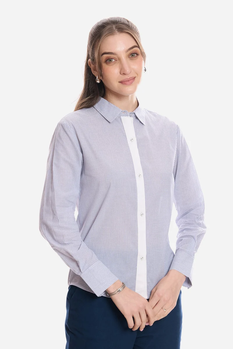 Virgio Stripes Cotton Striped Regular Fit Shirt for Women