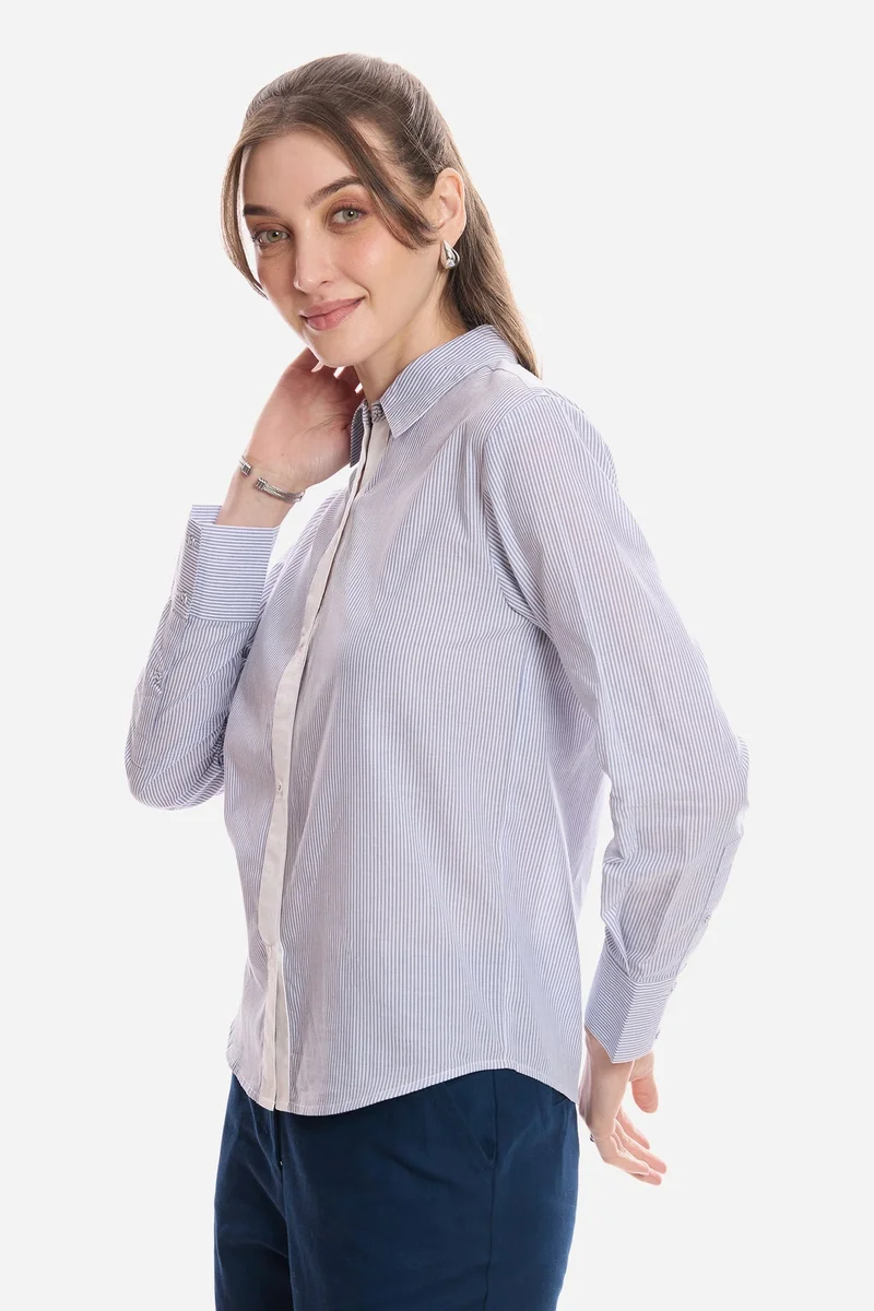 Virgio  Stripes Cotton Striped Regular Fit Shirt for Women for Women | Best Price UAE