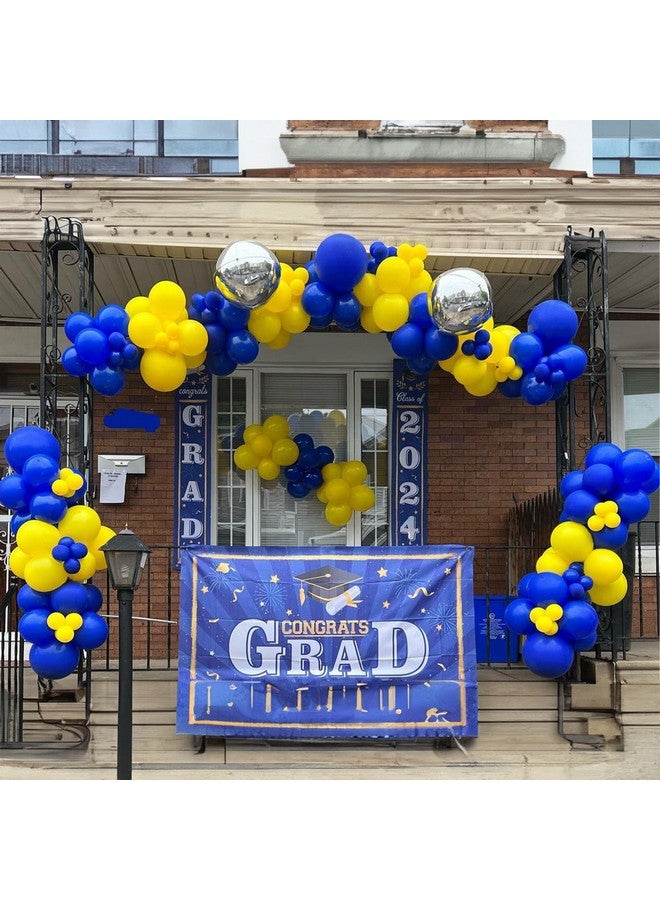 Togvu Yellow Blue Balloons, 12 Inches Blue Yellow White Balloons with Confetti Balloons Dark Blue Latex Balloon Helium for Kids Birthday Graduation Baby Shower Party Decoration - Image 3