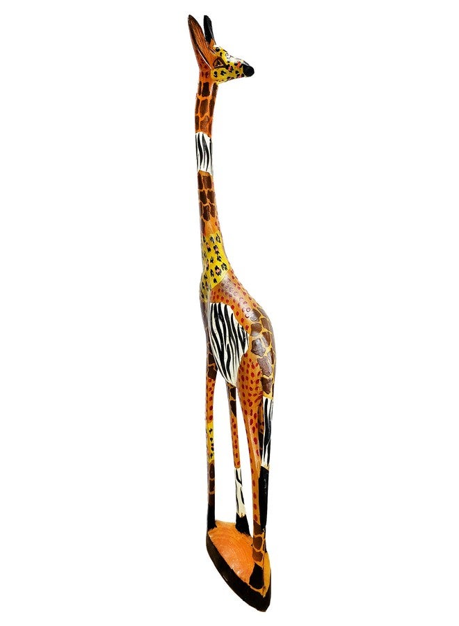 Stoneage Arts African Wood Tall Hand-Crafted Giraffe Statues Striking Designs and Sizes. Nature's Graceful Beauty Engulfs Safari Home Décor All Occassions. (Multi Skin, 18 Inch) - Image 3