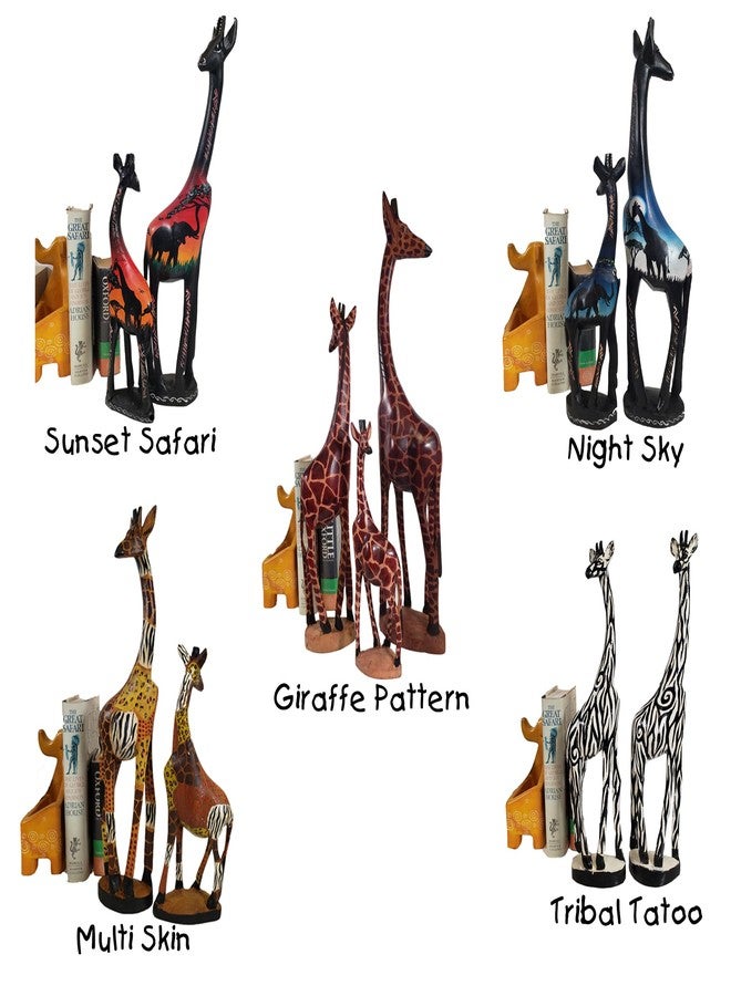 Stoneage Arts African Wood Tall Hand-Crafted Giraffe Statues Striking Designs and Sizes. Nature's Graceful Beauty Engulfs Safari Home Décor All Occassions. (Multi Skin, 18 Inch) - Image 4