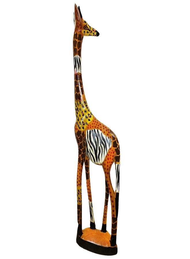 Stoneage Arts African Wood Tall Hand-Crafted Giraffe Statues Striking Designs and Sizes. Nature's Graceful Beauty Engulfs Safari Home Décor All Occassions. (Multi Skin, 18 Inch) - Image 2