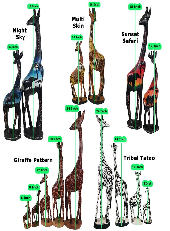 Stoneage Arts African Wood Tall Hand-Crafted Giraffe Statues Striking Designs and Sizes. Nature's Graceful Beauty Engulfs Safari Home Décor All Occassions. (Multi Skin, 18 Inch) - Image 5