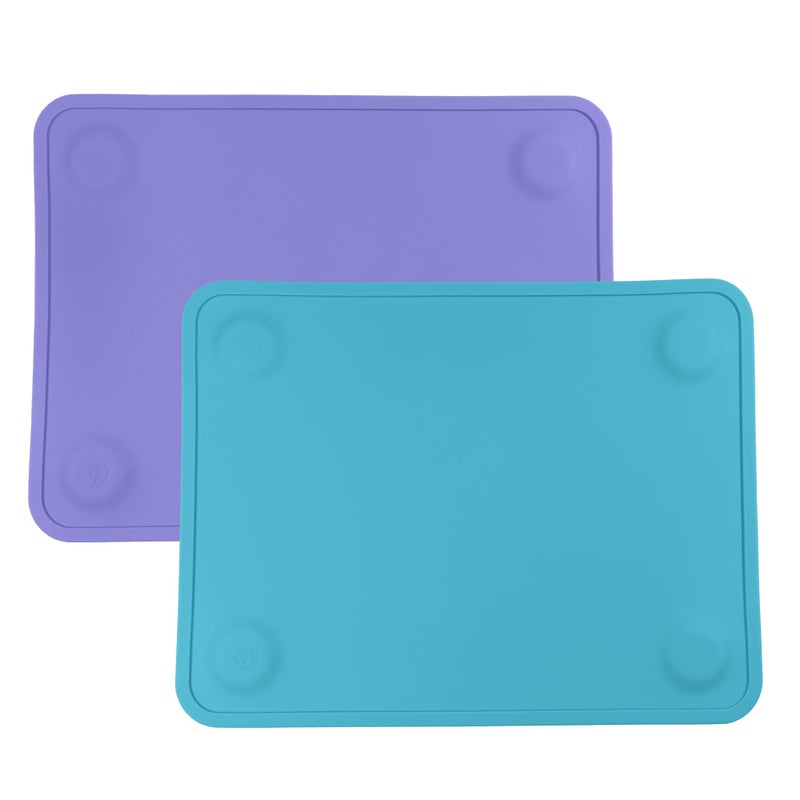 WeeSprout Silicone Suction Placemats for Babies, Toddlers & Kids, Durable Food Grade Silicone with Non-Slip Suction, Raised Edges Contain Mess, Dishwasher Safe, for Dining Table & Restaurants, 2 Pack - Image 1