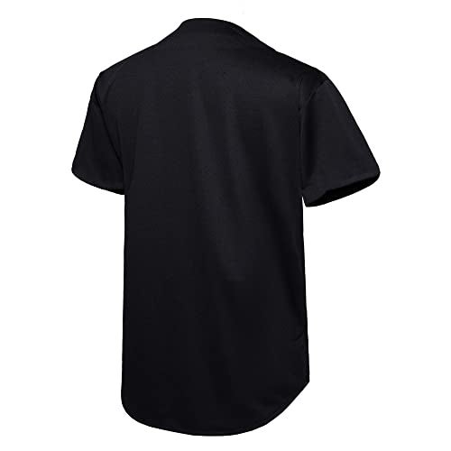 EALER BJ80 Series Mens Baseball Jersey Button Down Shirts Short Sleeve Hipster Hip Hop Sports Uniforms Black - Image 2