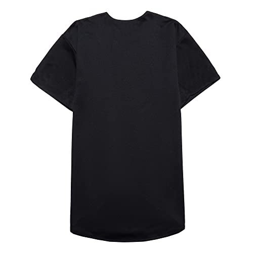 EALER BJ80 Series Mens Baseball Jersey Button Down Shirts Short Sleeve Hipster Hip Hop Sports Uniforms Black - Image 4