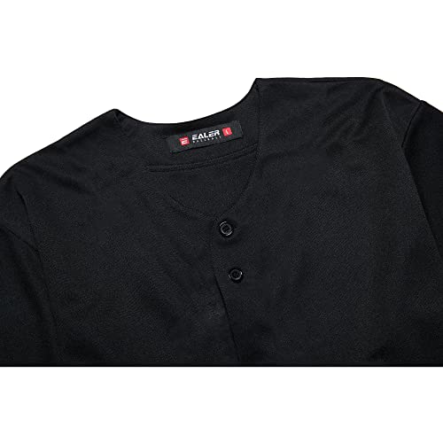 EALER BJ80 Series Mens Baseball Jersey Button Down Shirts Short Sleeve Hipster Hip Hop Sports Uniforms Black - Image 5
