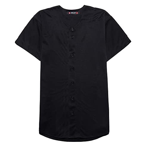 EALER BJ80 Series Mens Baseball Jersey Button Down Shirts Short Sleeve Hipster Hip Hop Sports Uniforms Black - Image 3