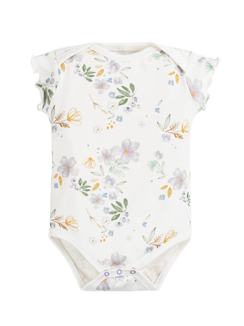Under the Nile Baby Flutter-Sleeve Bodysuit, 100% Organic Egyptian Cotton, Modern Daisy - Image 1