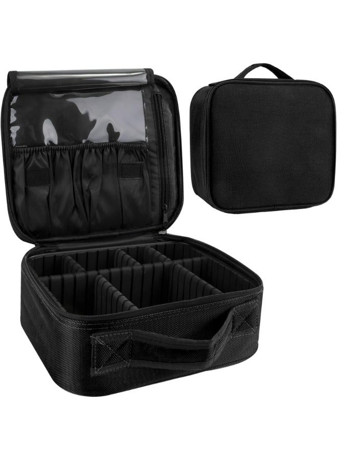 Generic Makeup Bag Organizer, Travel Cosmetic Bag with Adjustable Dividers, Portable Storage Case for Cosmetics Makeup Brushes Toiletry Jewelry Digital Accessories 26X26 cm (Black) - Image 1