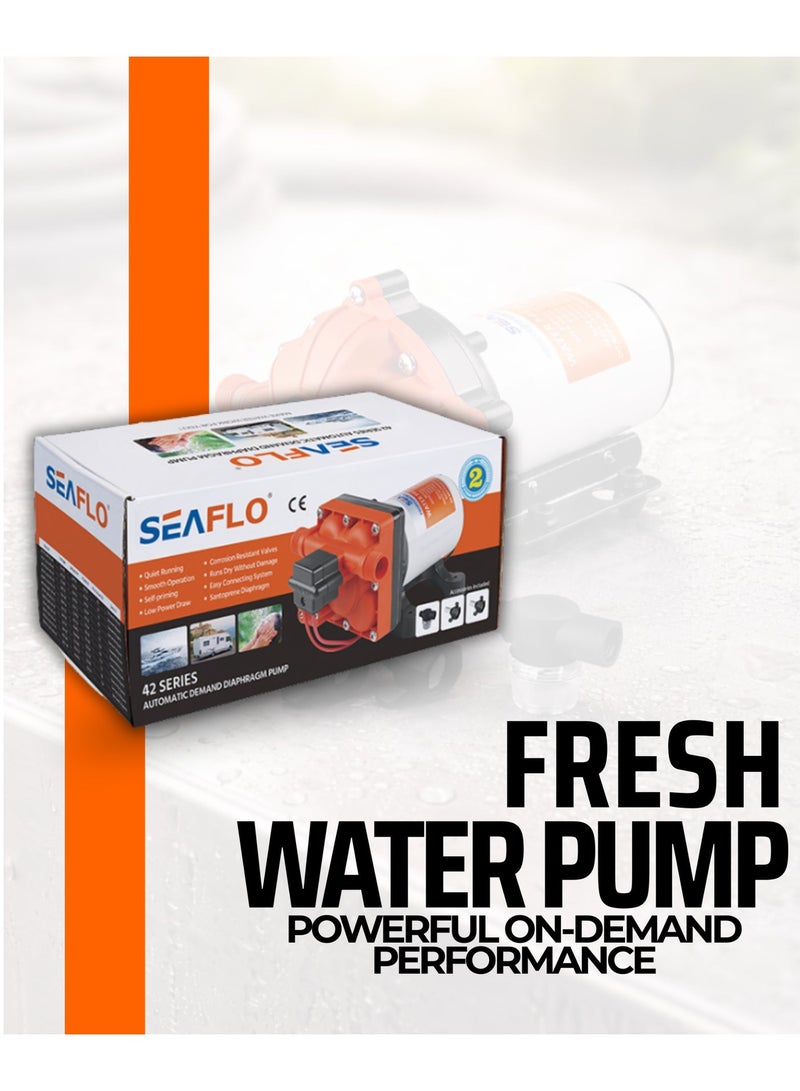 SEAFLO 42 Series RV & Marine Diaphragm Water Pump 12V/24V | 5.0 GPM | 55 PSI | Self-Priming DC Water Pump - Image 2