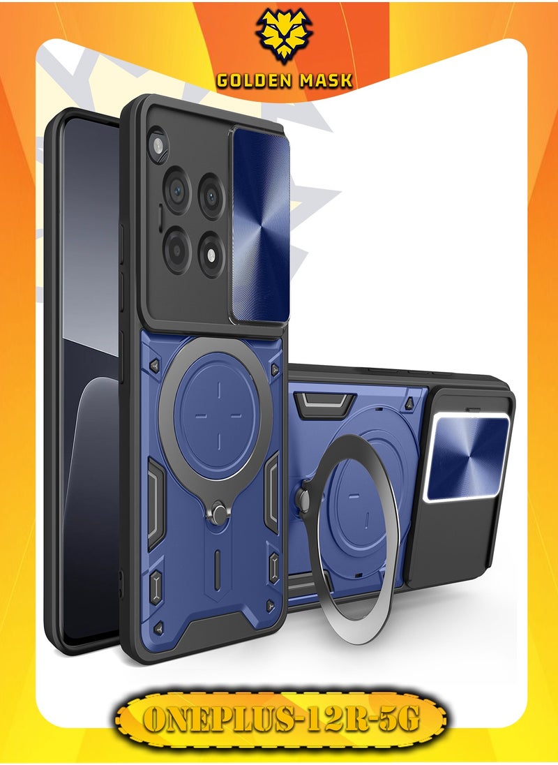 GOLDEN MASK - GOLDEN MASK For OnePlus 12R/OnePlus Ace 3 Armored Camera Shield Cover Camera Lend Protection, Built-in 360° (Blue) - Image 1