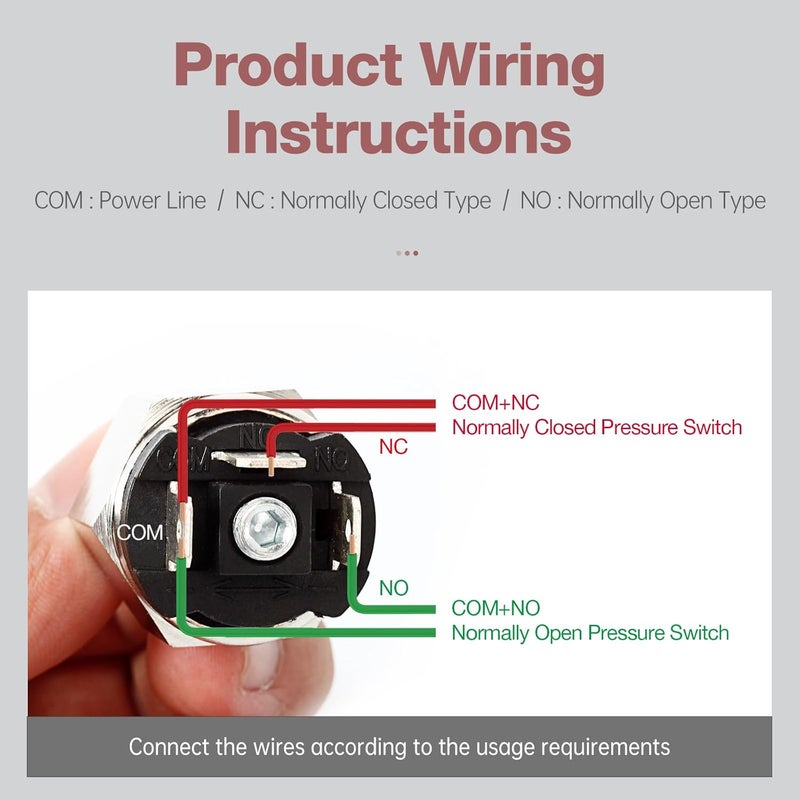 Sns 1/8 Inch NPT Male Thread Pneumatic Adjustable Diaphragm Type Pressure Switch Normally Open and Closed Integrated QPF-N1 - Image 2